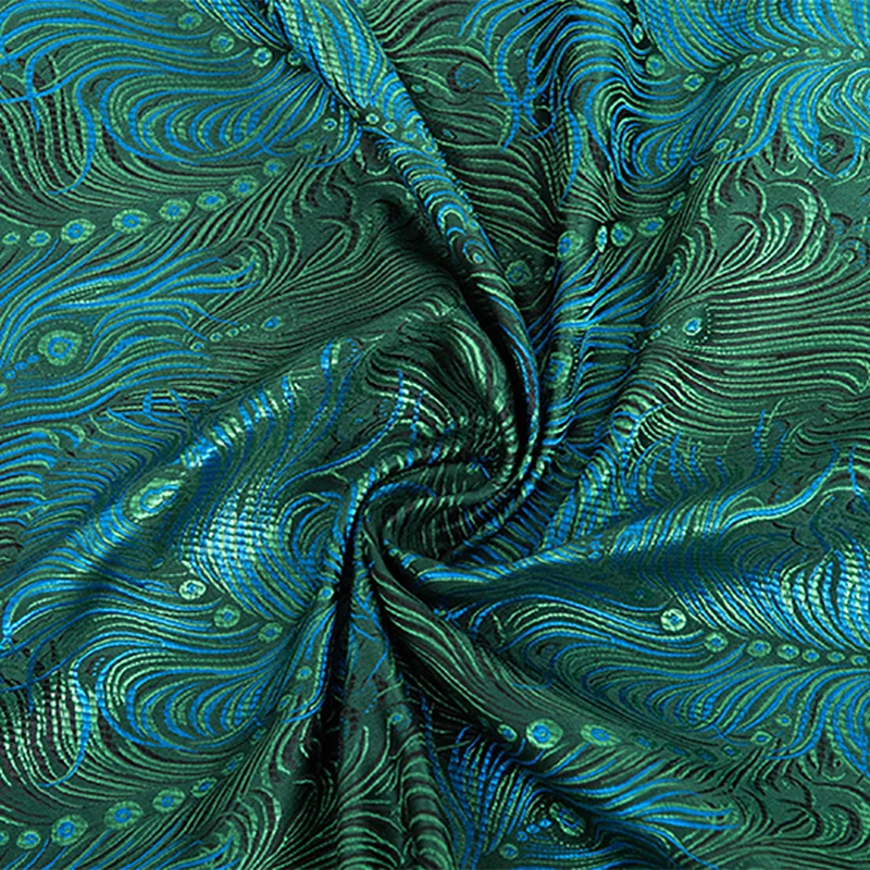 Hlqon Green Peacock Jacquard Felt Fabric African Satin Damask Fabric ...