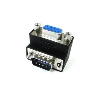 

100pcs/lot free shipping Right Angle DB 9pin DB9 RS232 Male to Female M/F Extension Cable Adapter