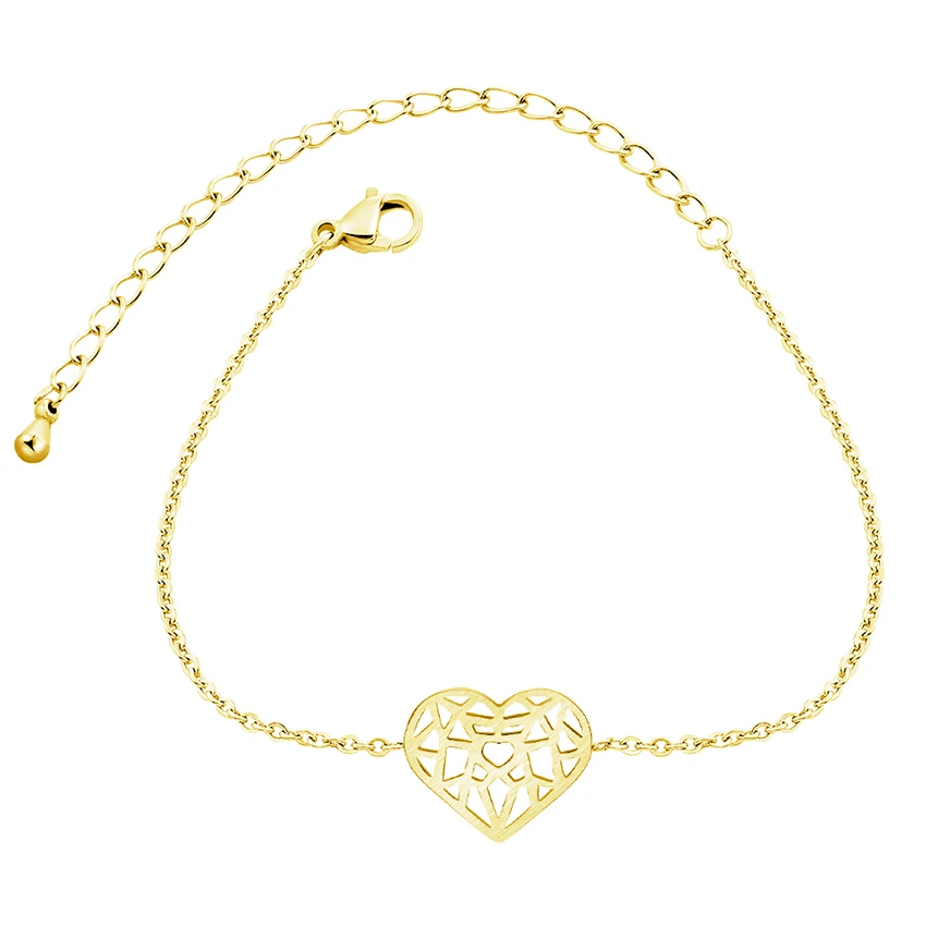 

ACEBFEET BFF Jewelry Rose Gold Ketting Cut Out Love Heart Bracelets Silver Chain Pulseras Para Pombre Women Wedding Gift
