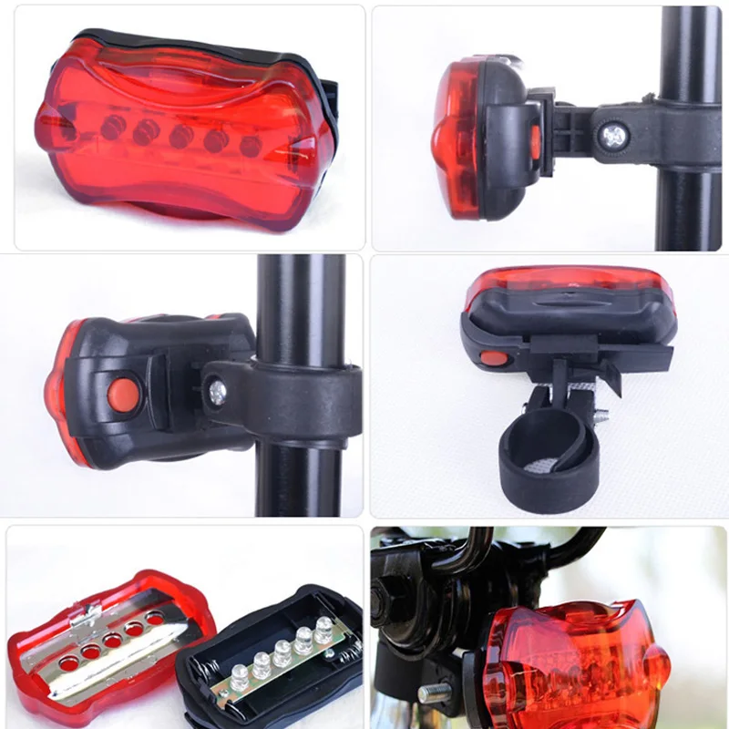

Multifunction 5 LED Lamp Bike Bicycle Front Head Light Rear Waterproof Safety Flashlight Kits JT-Drop Ship