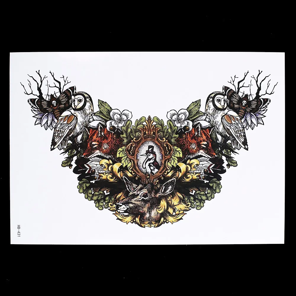 Women Men Tattoo 1pc Waterproof Diy Decal HB431 Grass Bird Deer Picture Design Body Arm Waist Chest Art Temporary Tattoo Sticker
