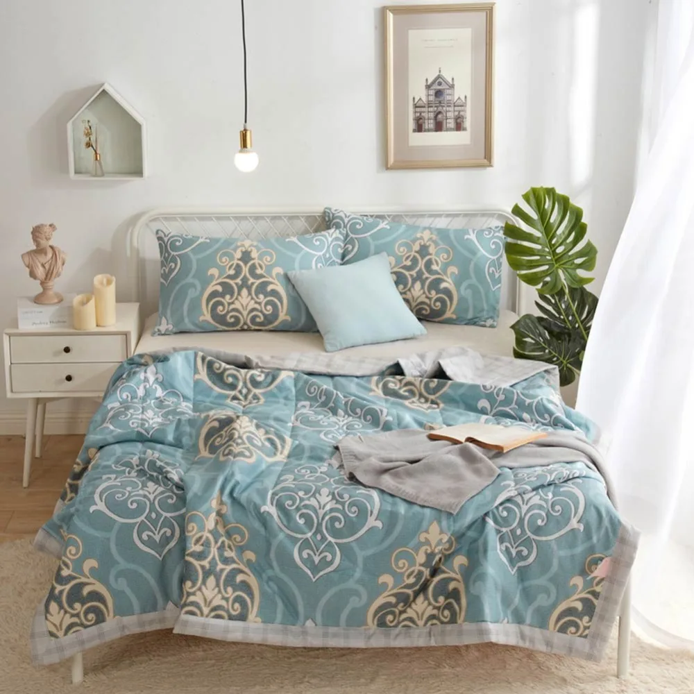 

2019 Dark Green European Quilting Quilt Soft Stitching Soft Cotton Fabric Polyester Filler Twin Full Queen Summer Comforter