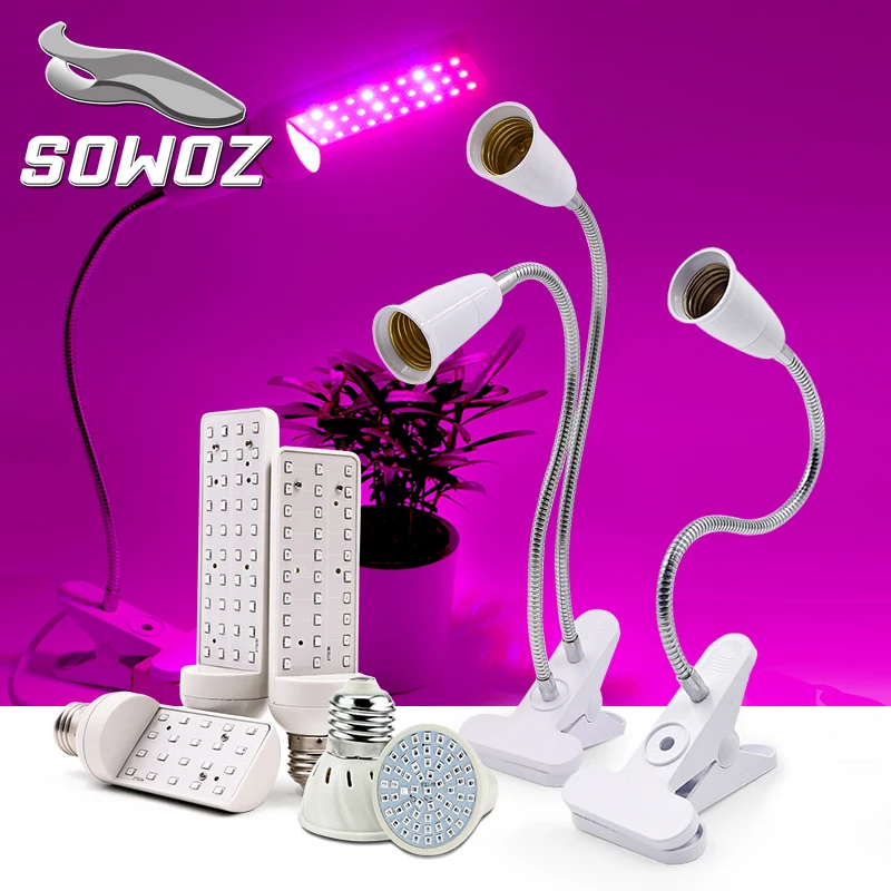 

SOWOZ LED Full Spectrum Plant Growth Lamp E27 AC220V Indoor Photosynthesis Lamp Fixed Sandwich Hose Support