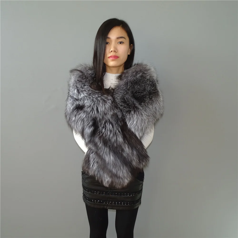 

1 winter fox hair shawl Natural fur High-end fashion Fur shawl