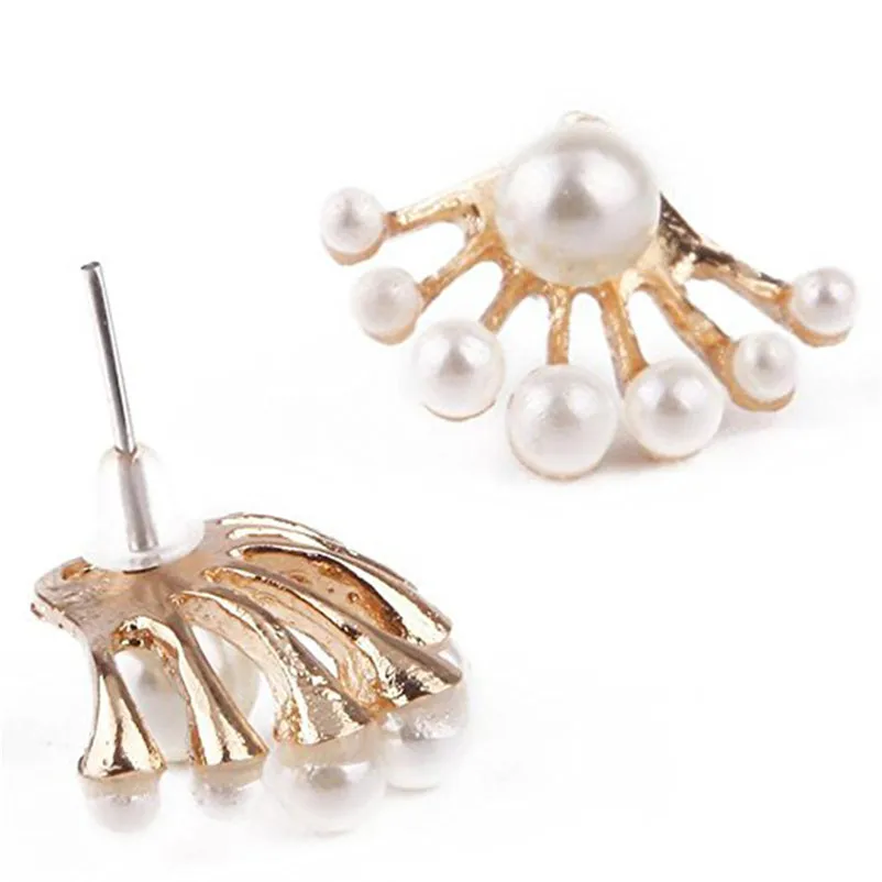 2018 Trendy stud earrings for women Lovely Crystal Earrings Pearl Ear Stud Front and Back Earbob Jewelry earrings Brincos J04#N (6)