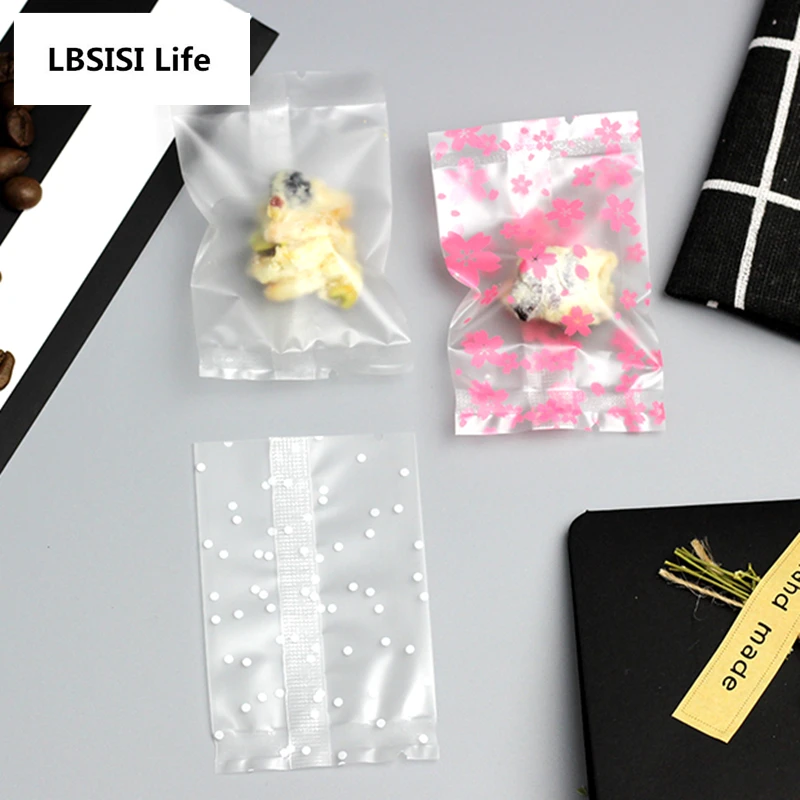 LBSISI Life 100 шт Матовая плоская упаковка пакеты машина Печать DIY Dot вишневые пакеты пластиковая сумка для печенья Подарочная вакуумная упаковка