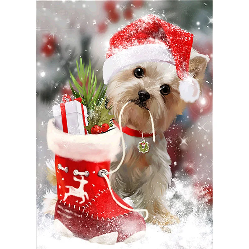 

Full square diamond 5D DIY diamond embroidery Christmas dog diamond painting cross stitch rhinestone mosaic decoration gift YY