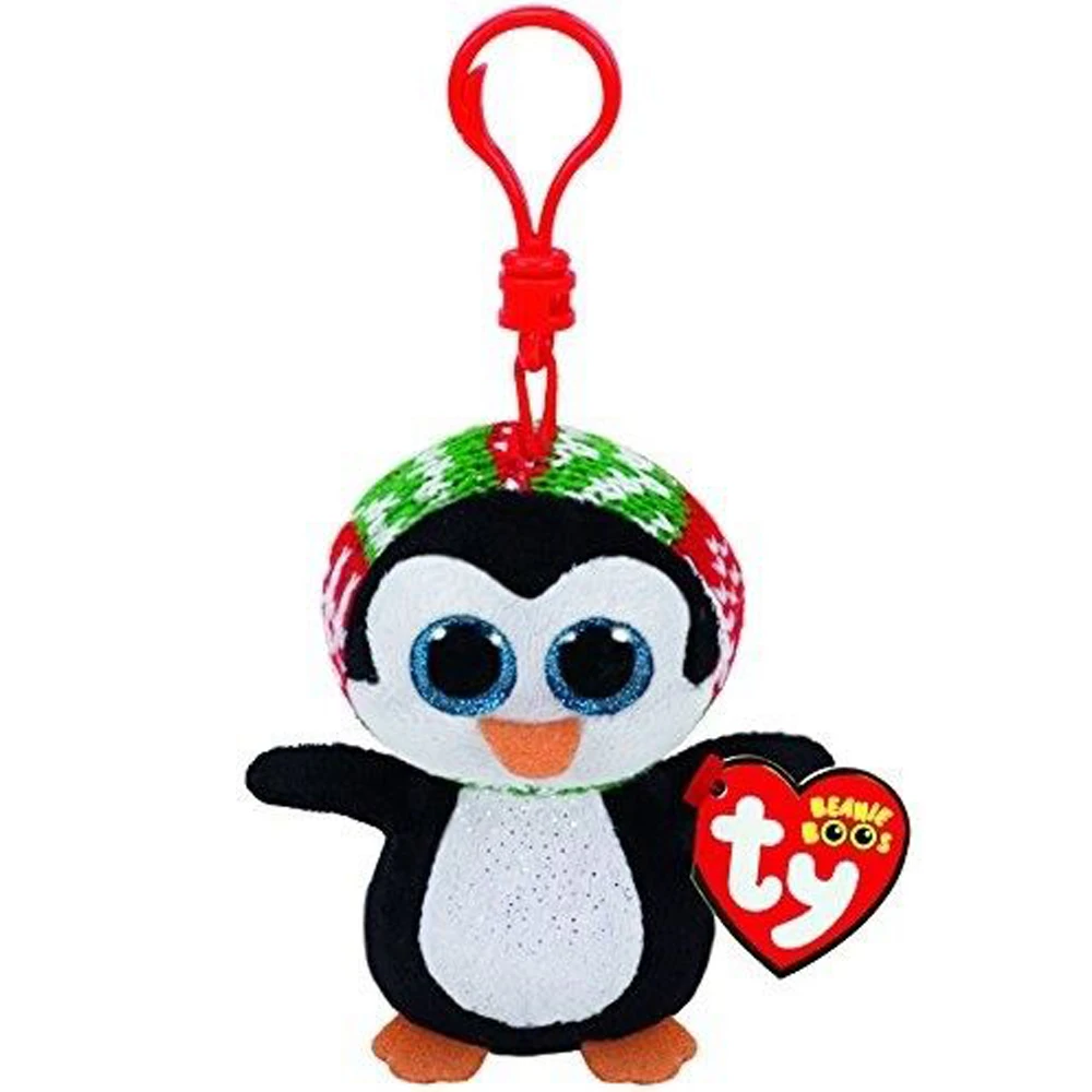 Pyoopeo Ty Beanie Boos 4" 10cm Penelope Penguin Clip Plush Keychain