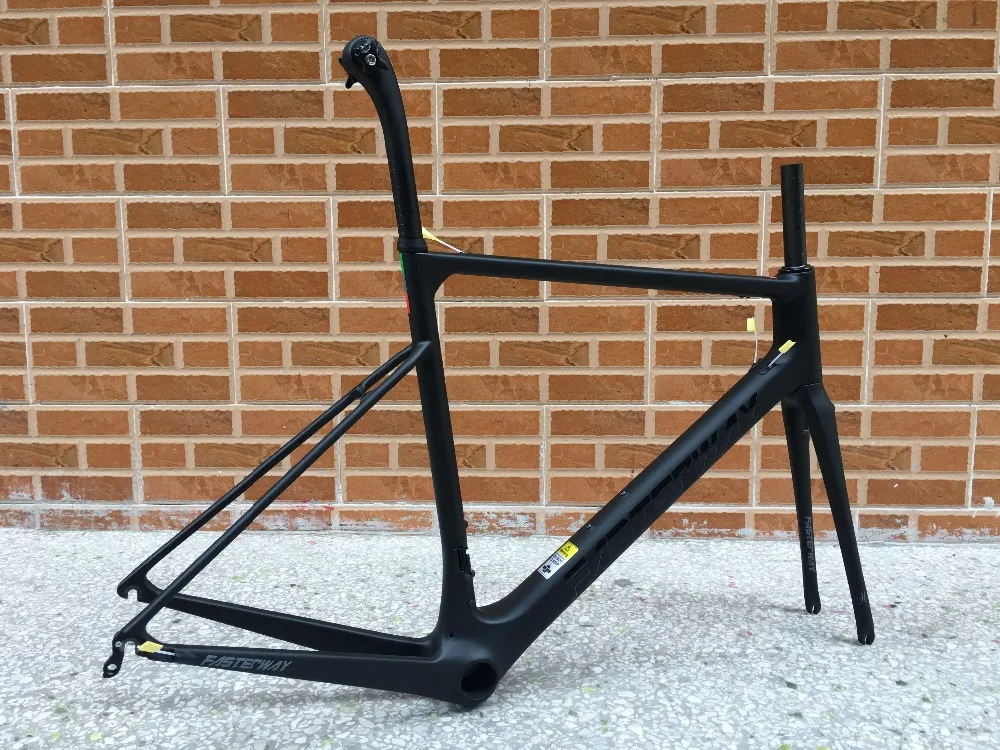 Clearance 2018 taiwan brand FASTERWAY classic sliver grey with black super light carbon bike frame:frameset+seatpost+fork+clamp+headset 38