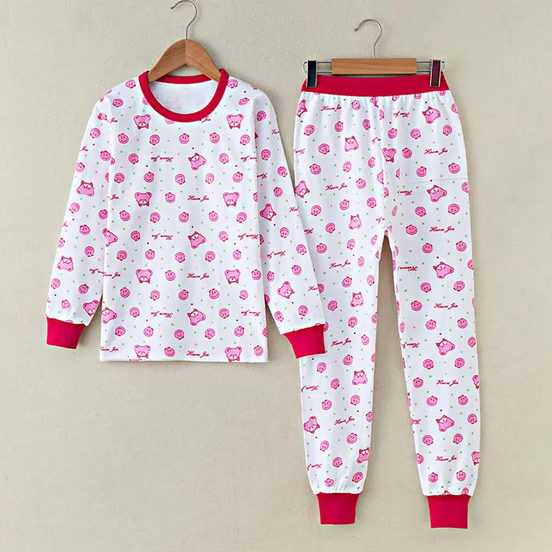 GB-Kcool/термобелье для девочек, осенне-зимний детский хлопковый комплект «Джон», топы с круглым вырезом+ брюки, повседневные подштанники, детские пижамы, Новинка