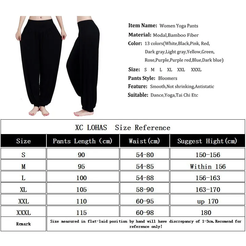 Women Yoga Pants Plus Size Colorful Bloomers Dance TaiChi Full Length Modal Clothes