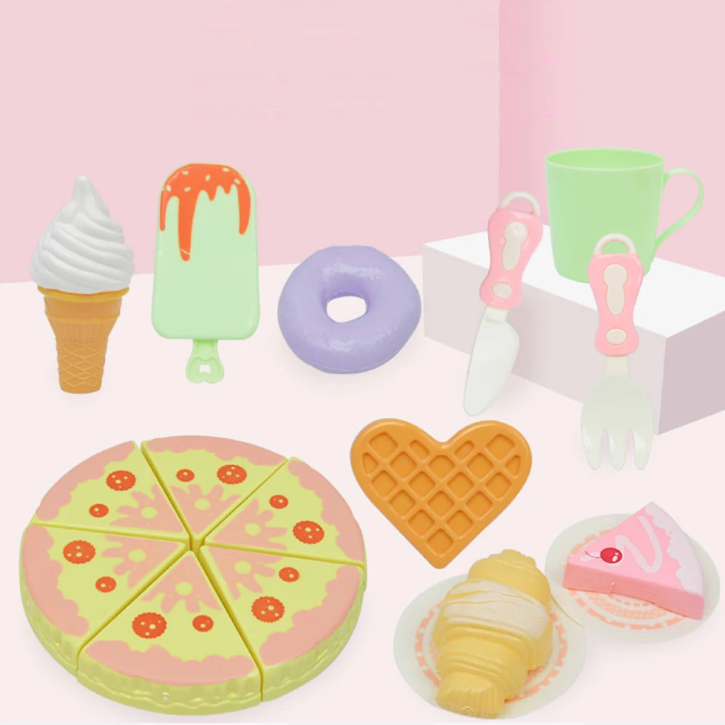Play Food Toys, Pretend Play Kitchen Set Cutting Cake Play Kitchen Sets Toddlers Pretend Food Playset Children Toy Food Set