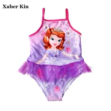 Слитный купальник для девочек от 2 до 8 лет с рисунком Софии фиолетовые кружевные купальные костюмы G31-K310