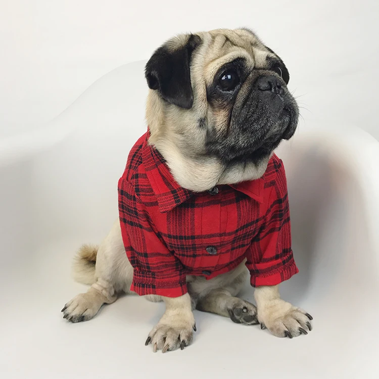 [MPK Store] новая дизайнерская французская футболка с бульдогом, красная клетчатая рубашка для Мопсов, бульдогов, классная летняя одежда для собак
