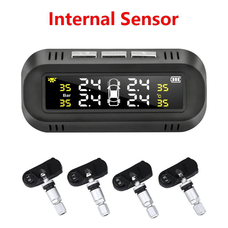 Jansite TPMS система контроля давления в автомобильных шинах, система контроля солнечного заряда, интеллектуальПредупреждение предупреждение о температуре с 4 датчиками - Тип: Built-in sensors