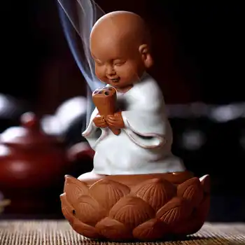 

Ceramic incense burner small incense coil sandalwood incense stove decoration send 4pcs Laoshan sandalwood grain as free gift