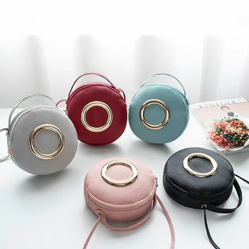 

2019 Fashion Women PU Leather Handbag Small Round Shoulder Lady Cross Body Bag Tote Purse Messenger Bag New
