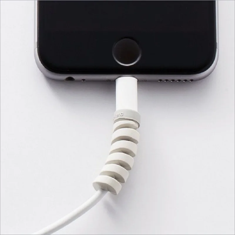 Спиральный кабель протектор линия передачи данных силиконовая намоточная машина защитная для iphone samsung Android USB наушники с зарядным устройством чехол