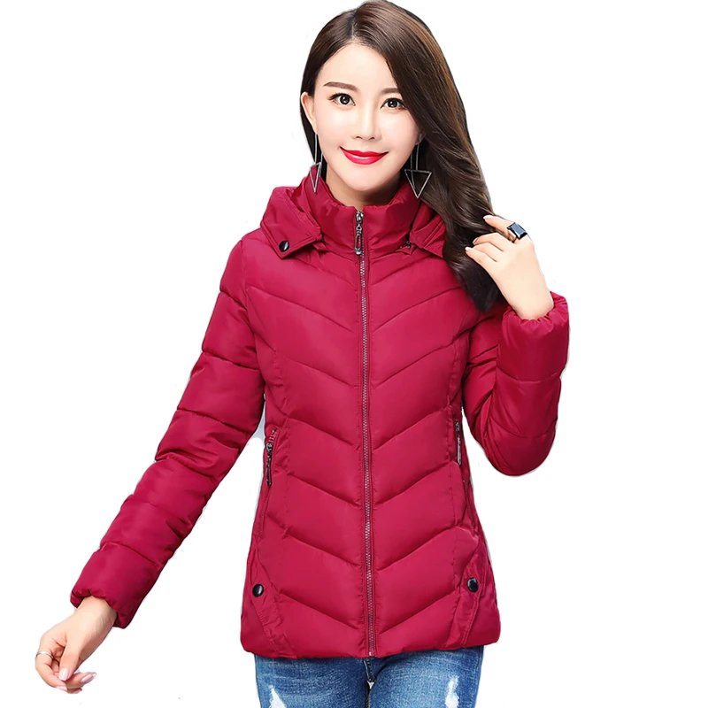 

2019 Winter Jacket Women Autumn Hooded Short Padded Outwear Female Coat Slim Parka Abrigos Mujer Invierno