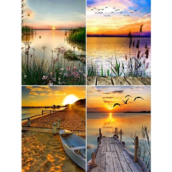 

Diamond Embroidery Sale Landscape Rhinestones Pictures Diamond Painting Full Square Lake Scenery Mosaic Cross Stitch