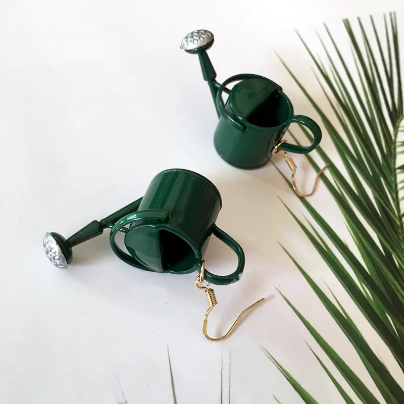 

Funny Mini Garden Watering Pot Earrings Alloy Women's Fashion Handmade DIY Jewelry Prom Party Interesting Earrings gift