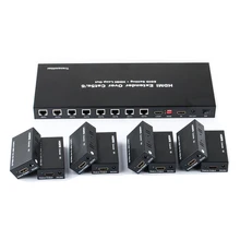 TreasLin 8 Way HDMI Extender Over Cat5e Cat6 Up to 196FT 1080P 60fps HDMI Splitter for TV Camera DVR LED Display Support EDID