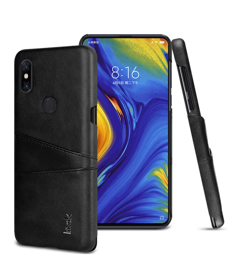 Для Xiaomi mi x3 кожаный чехол Funda Xiaomi mi x 3 чехол Роскошный IMAK лаконичный чехол с отделением для карт задняя крышка для mi x3 Xiao mi Чехол Броня - Цвет: Black Card slot