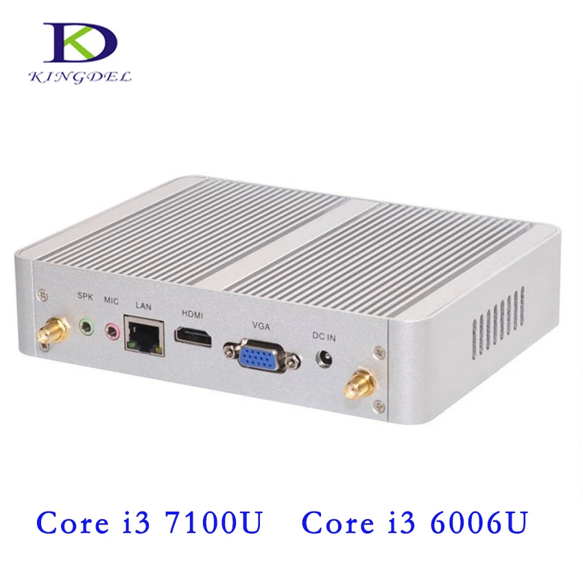Мини ПК 4K HD двухъядерный Процессор i3 6006U 7100U HTPC безвентиляторный мини с HDMI VGA 300 м Wi