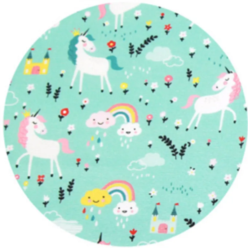 

half yard green bottom with unicorn import plain cotton fabric , handmade DIY garment dress children cloth 100% cotton B351