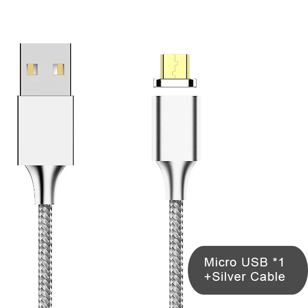 Магнитный зарядный кабель NOHON Firmy для iPhone X 8 Plus XS XR, быстрое зарядное устройство Micro usb type C для samsung S9, Линия синхронизации данных - Цвет: 1 Micro plug silver