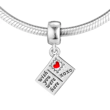 Подходит Pandora шармы браслеты 925 стерлингового серебра ювелирные изделия подвеска-открытка с красной и синей эмалью