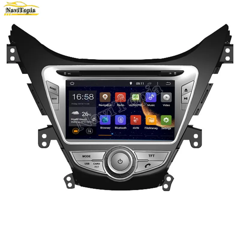 Discount NAVITOPIA 4G RAM 64G ROM PX6 Six Core Android 9.0 Car DVD Multimedia Player GPS Navigation for Hyundai Elantra MD 2011- 0