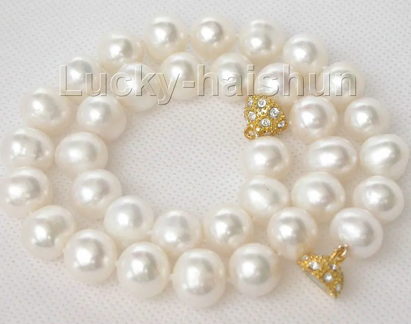 

Free Shipping >>>>> luster natural 17" 13mm white pearls necklace magnet clasp j9051