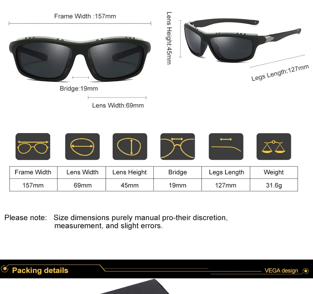 VEGA Eyewear Polarized Sport Sunglasses Men Women Best Sport Glasses for Running Bike Fishing Cycling Anti Glare Sunglasses 203 (13)