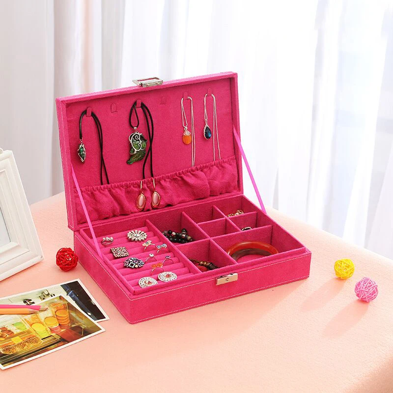 

High Quality Women Makeup Organizers Jewelry Bracelet Necklace Ring Earrings Box Beauty Travel Cosmetics Display Container Case