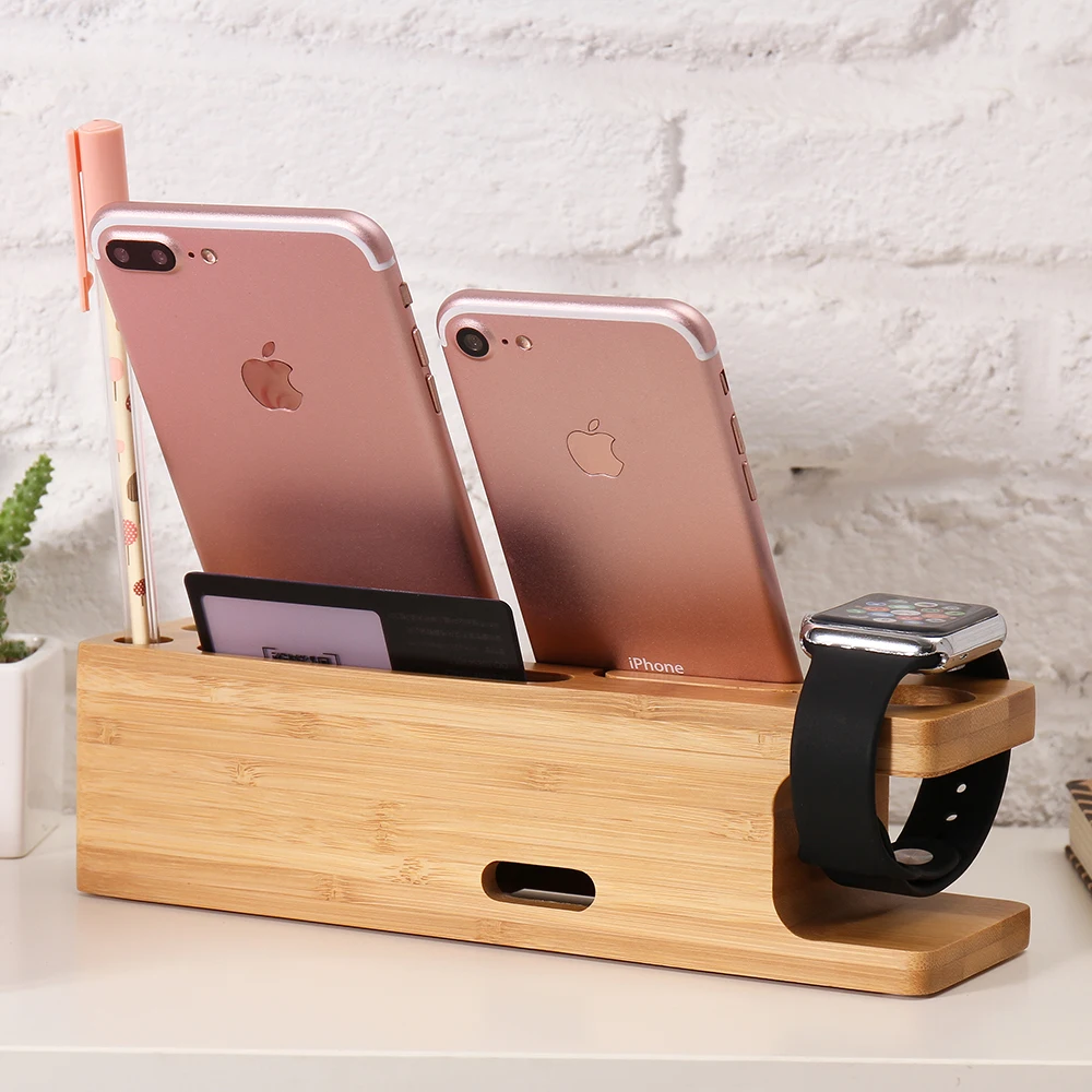 Holz Ladestation Station Handyhalter Ständer Für iPhone 7 Plus 6 6 S Plus 5 5 s SE Für iWatch Handy