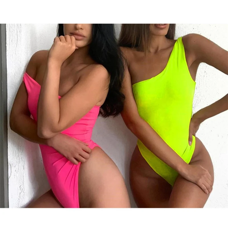 

2019 Summer New Women's Casual One-shoulder Vest Slim Candy Color Sleeveless Tight Bodysuit S/M/L!