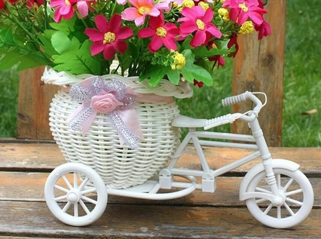 Stks mooie rotan driewieler fiets bloemenmand vaas opslag tuin