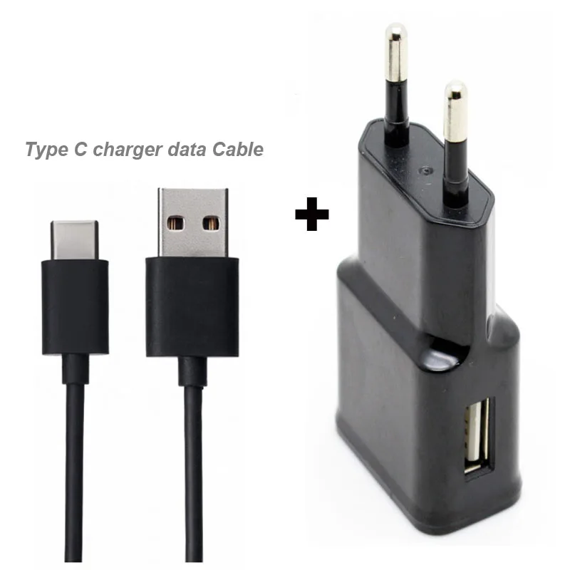 2A EU Plug Adapter Mobile Phone Travel Charger +Type C USB Data Cable