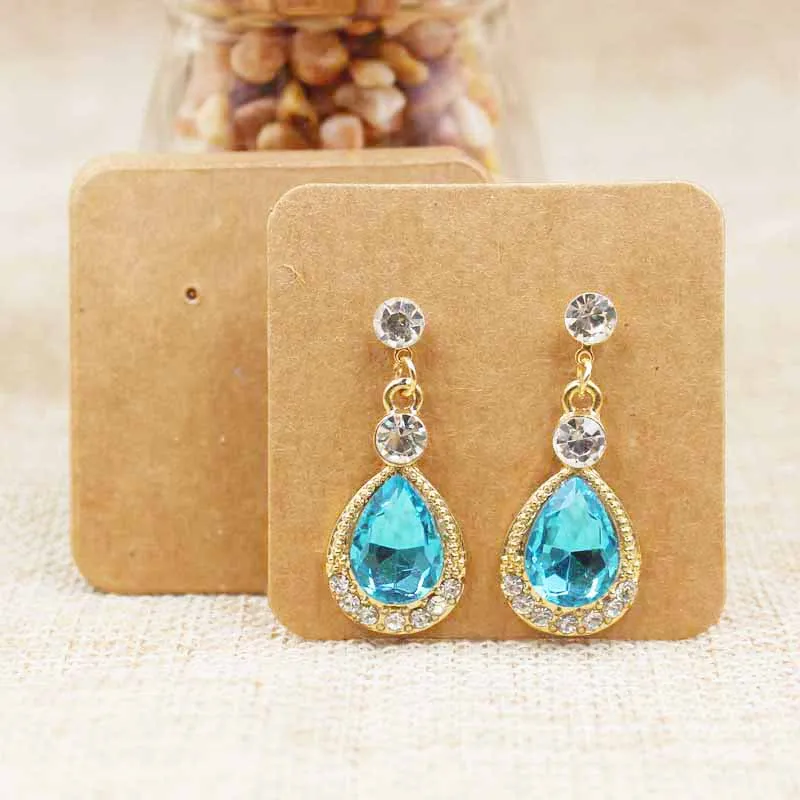

100pcs Diy blank stud/drop earring packing card white/kraft/black cardboard small cute earring products package card 5*5cm