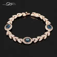 Оливковая ветвь, синий кристалл, браслеты и браслеты, горячая распродажа, розовое золото, цвет, ювелирные изделия для женщин, кристалл DFH046