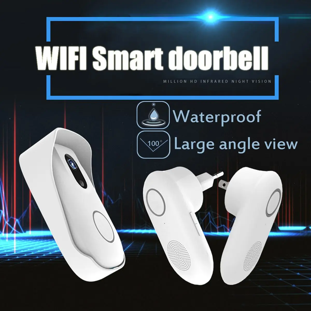 

Waterproof Recording Doorbell Wifi RF TransmissionWireless Smart Door Bell Phone Burglar Alarm Night Vison Doorbell