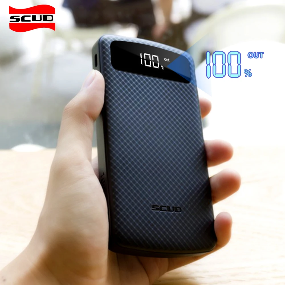 

10000mAh power bank with LED digital display SCUD external battery dual USB highspeed fast charge slim portable powerbank 2.1A