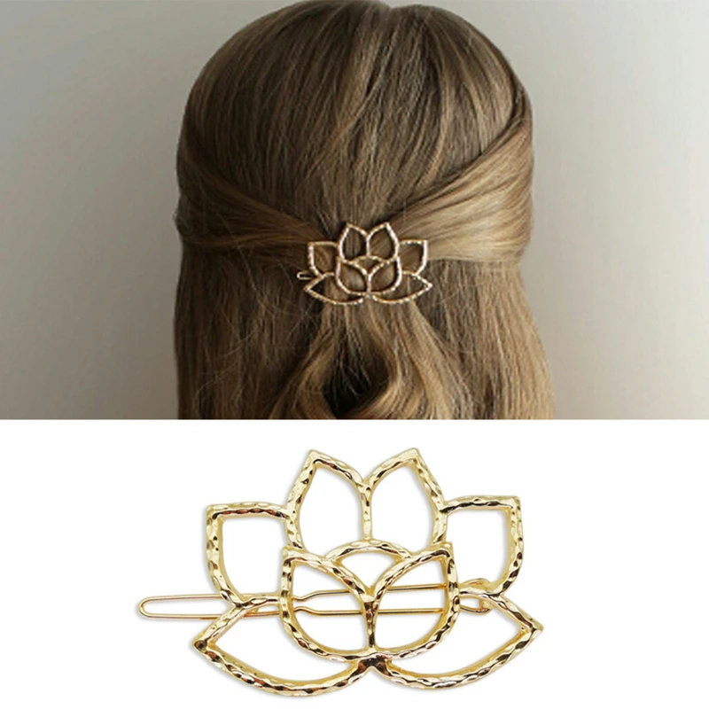 

European and American ruili fashion Golden hollow out beautiful lady bride hollow out lotus hairpin hair accessories