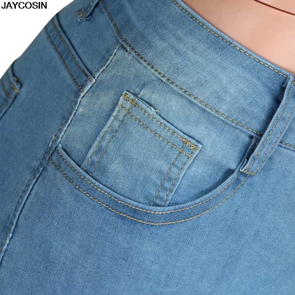JAYCOSIN, длинные джинсы, летние женские джинсы с высокой талией, с дырками, на пуговицах, с кисточками, брюки с поясом, низ, горячая Распродажа 9515