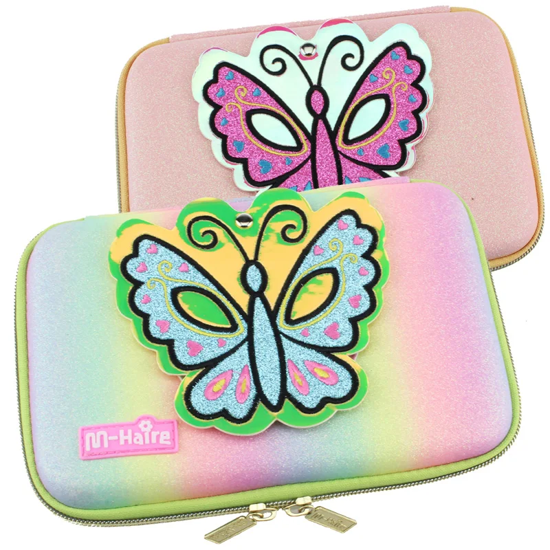 

3D eva pencil box girl pencil bag gold powder mirror writing case lovely butterfly large pen box colorful cartoon pen bag girls