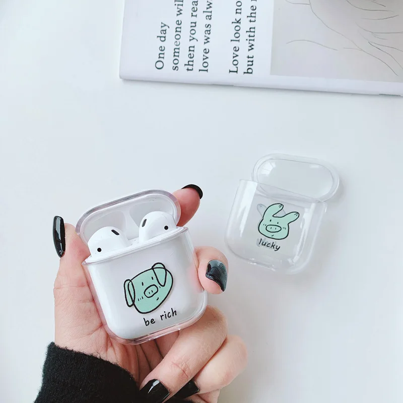 For Airpods case Cute Cartoon Pattern Transparent hard PC Cases For Apple AirPods Cover Bluetooth Wireless Earphone Cases