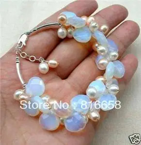 Бесплатная доставка @ синий огненный опал и пресная вода жемчужный кластер