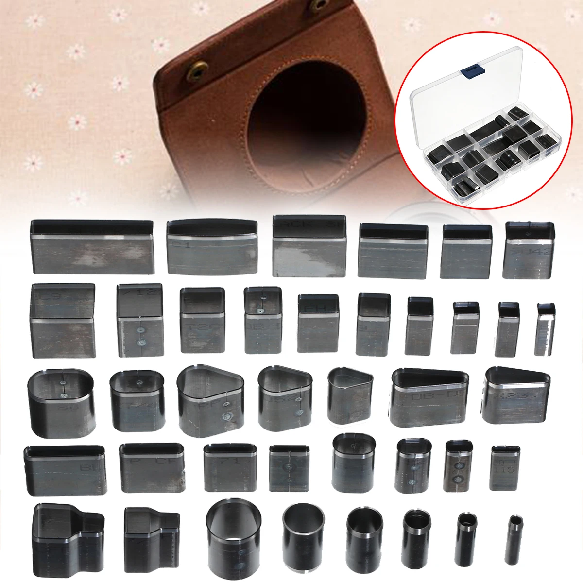 39pcs/set Alloy Steel Hole Hollow Cutter Punch Leather Craft DIY Tool For Phone Holster Metal Handmade Punch Tool