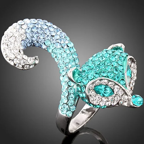 Chran посеребренные романтические женские кольца с кристаллами модные милые кольца с изображением лисы для помолвки для женщин